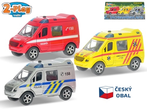 2-Play Traffic 3asstd (fire rescue, ambulance, police) 8cm Czech design car 3pcs in CBX