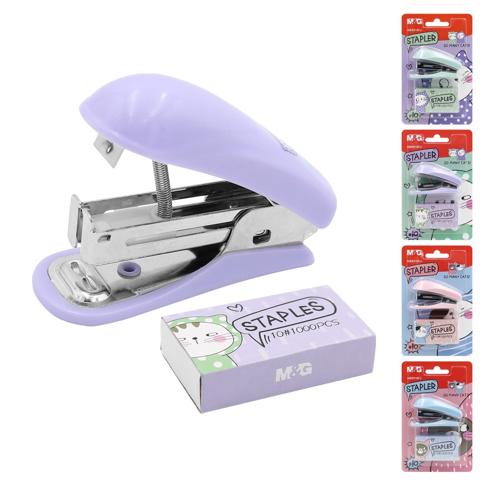 Stapler M&G SMC Pastel + staples No.10 blister pack (4 motifs)