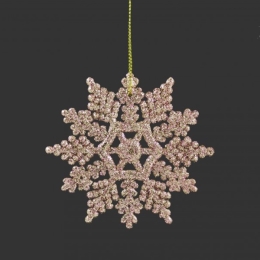 Christmas decoration - PP pink/pearl - flake 10 cm, mix/1pc (1)