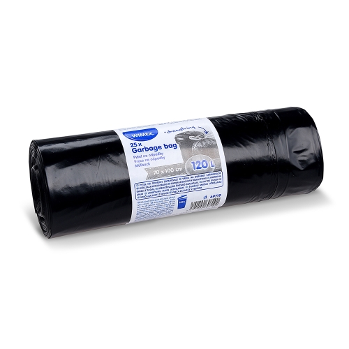 Waste bags (LDPE) retractable black 70 x 100 cm 120L [25 pcs]