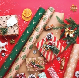 Gift paper 70 x 200 cm - Kraft 8 (mix of 5 Christmas designs) (6)