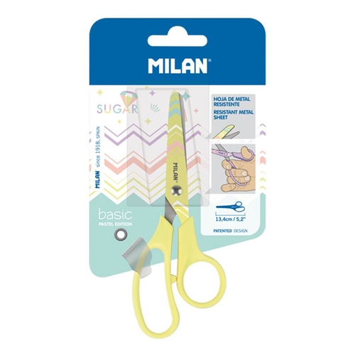 Nožnice MILAN Basic Pastel Edition žlté - blister