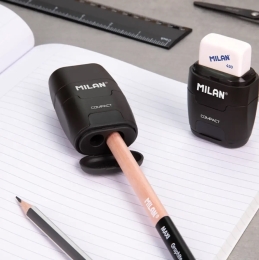 Eraser + Sharpener / 2 Holes MILAN COMPACT Shadow