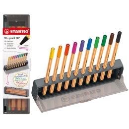 Liner STABILO point 88 Click Set - desk stand and pencil case in one (set of 10)