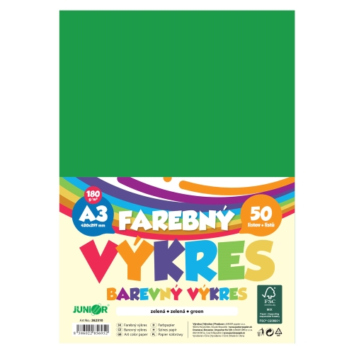A3 Color Drawing Paper, 180 g/m2, pack of 50 - green