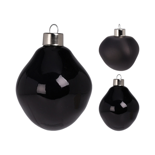 Christmas glass ornament 60 mm, black - set of 3
