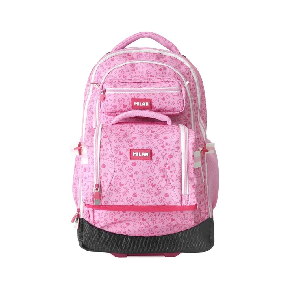 Cestovný kufor na kolieskach 60L (3-dielny set) MILAN séria Pink Flowers
