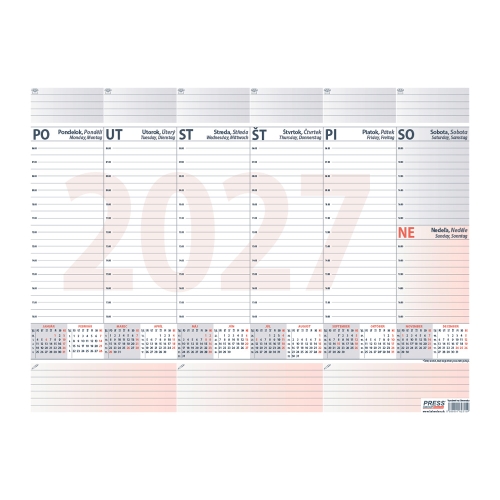 Table mat - with calendar 2027