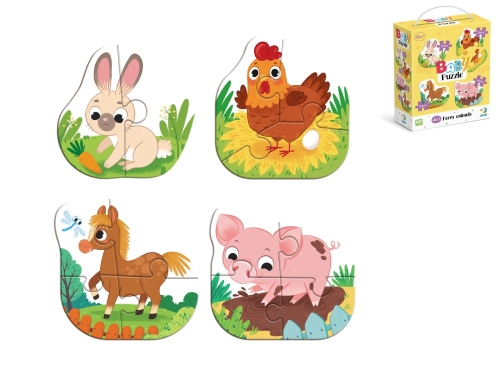 13pcs of 4 design 12,5x11,5cm farm animals puzzle 18m+ in PBX