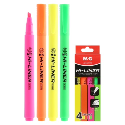 Zvýrazňovač M&G Hi-Liner Fluo - sada 4 farby