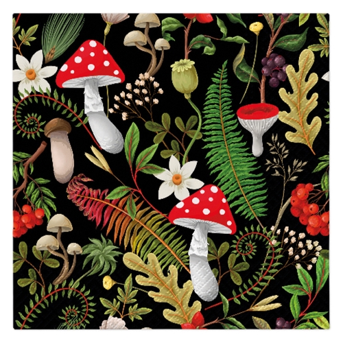 Napkins PAW L 33x33cm Dark Forest