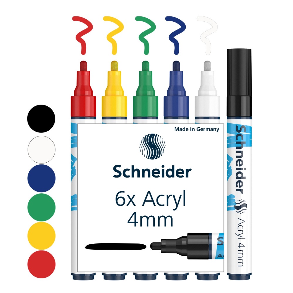 Popisovač Schneider Paint-It 320 Acrylic Marker 4mm - sada 6ks V1