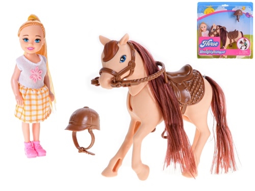 13cm plastic doll  w/14,5cm horse on BC