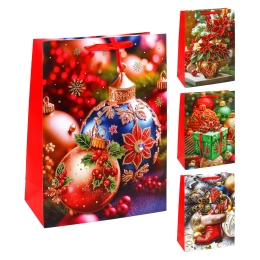 Christmas Gift Bag 23x18x10 cm (assortment of 4 designs - price per piece)
