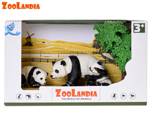 Plastic panda with cubs and accessories in OTB
