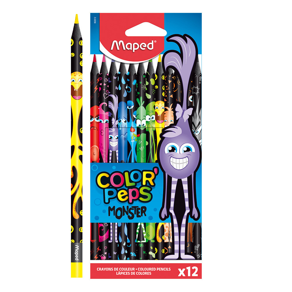 Pastelky trojhranné MAPED "COLOR'PEPS MONSTER" sada 12 ks