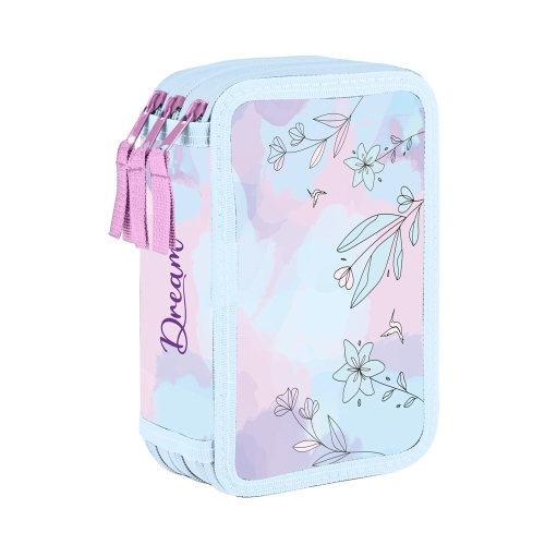 3-pouch pencil case. empty - Hummingbird