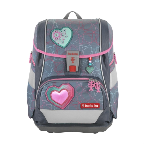 School briefcase/backpack 2IN1 PLUS for first-graders - 6-piece set, Step by Step Glitter
