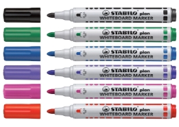 Whiteboard marker, 2.5-3.5 mm, conical tip, STABILO "Plan", mix of colors (1)