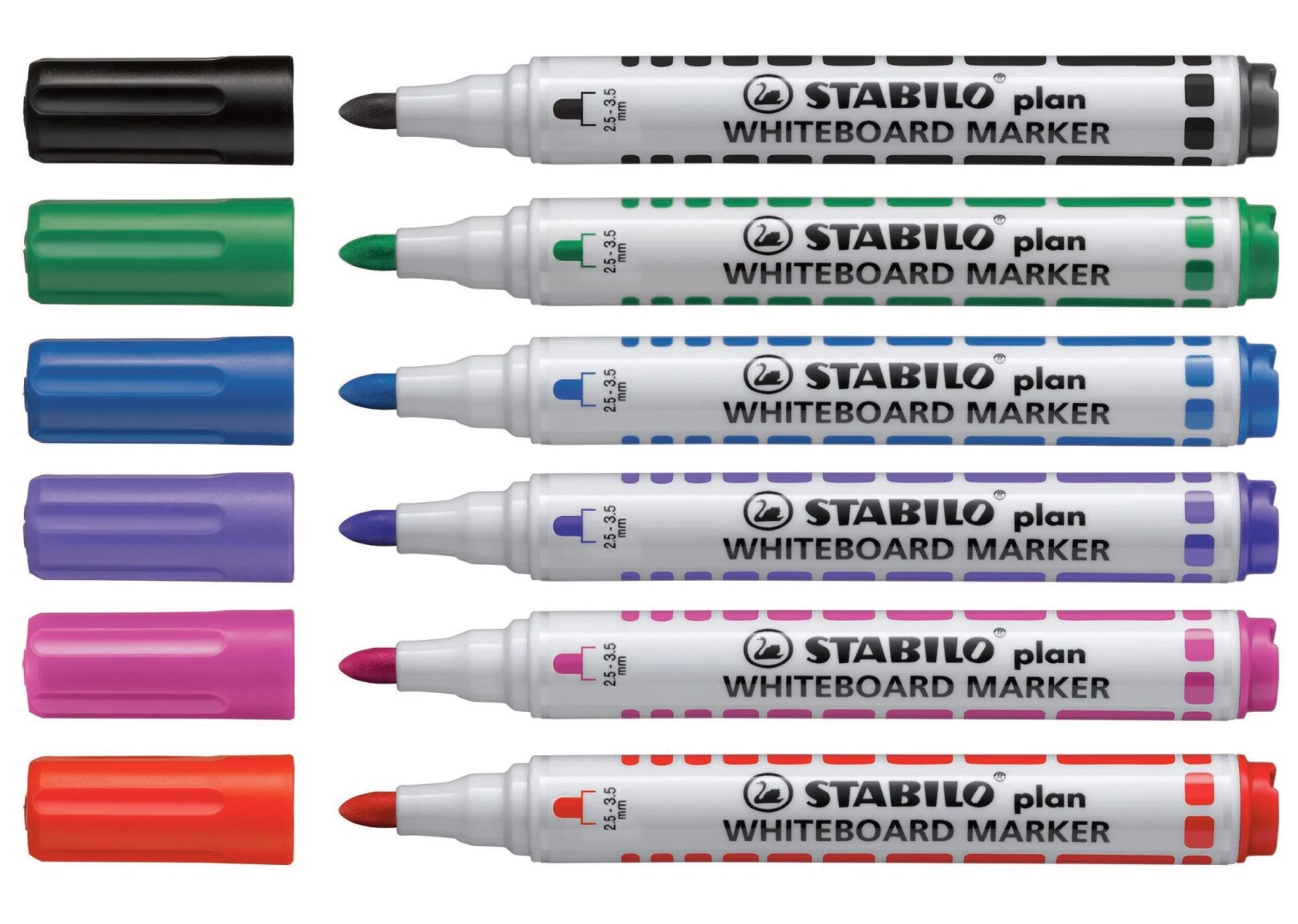 Whiteboard marker, 2.5-3.5 mm, conical tip, STABILO "Plan", mix of colors (1)