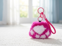 Glamour 3asstd color(pink,violet,green) 10cm plush key ring cat paw 6pcs in DBX (1)