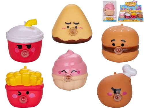6asstd 7cm plastic squishy food w/bubble in plastic box 12pcs in DBX