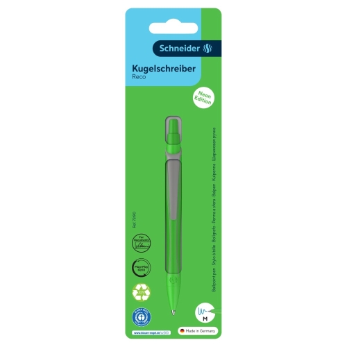 Ballpoint pen Schneider Reco Neon green M - blue refill