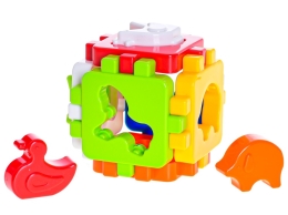 Plastic puzzle cube w/shapes of farm animals in net (2)