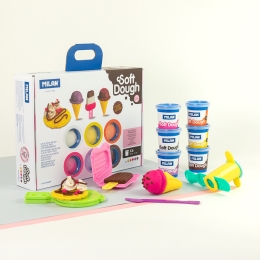 Plasticine MILAN Soft Dough set of 6 colors + tools "Ice creams & Waffles" (6)