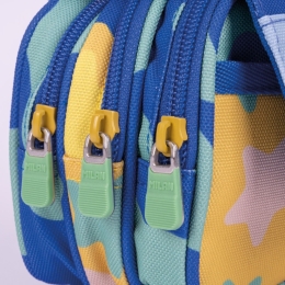 3-zip pencil case with a flap, Blue Odyssey series (2)