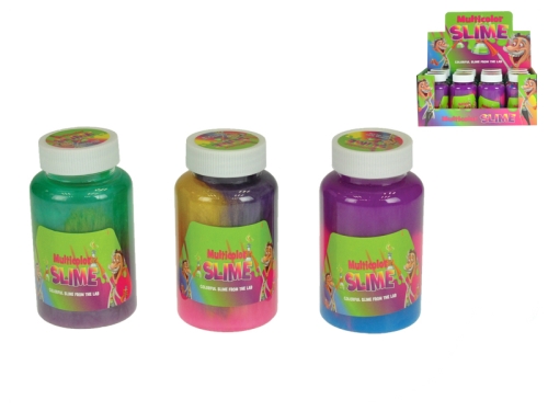 Professor Slime 3asstd color (pink,purple,green) 250g multi color slime in pot 12pcs in DB