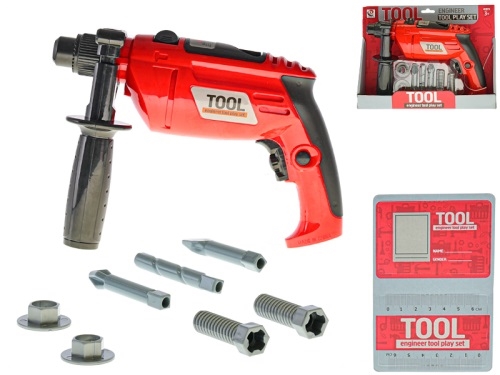 1style (red color) 22cm BO plastic drill w/accessories in OTB