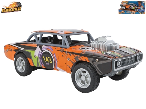 Roadblasters 21cm die cast friction powered orange muscle car in OTB