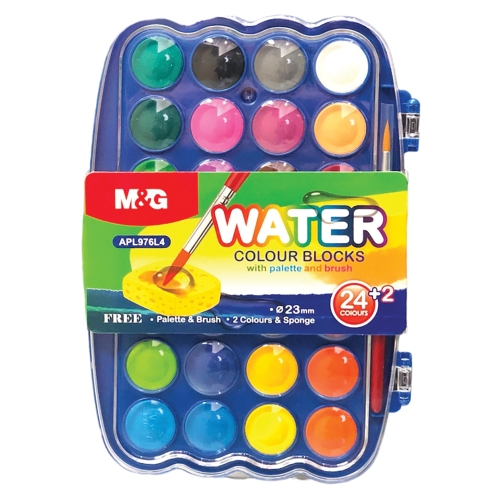Water colors 26 colors (23 mm) + palette and brush