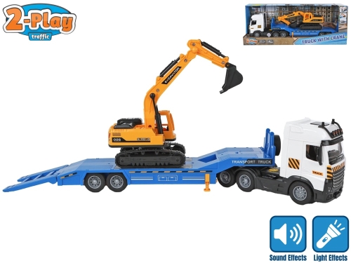 2-Play 38,5cm BO "try me" plastic friction powered truck w/light, sound & excavator in OTB