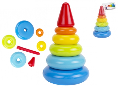 20cm plastic pyramid w/6pcs of colorful rings 12m+ in net