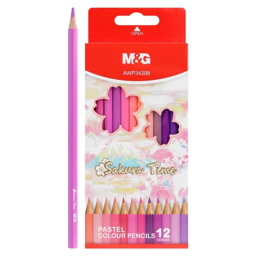 M&G Sakura hexagonal crayons - set of 12 bright purple-purple colours