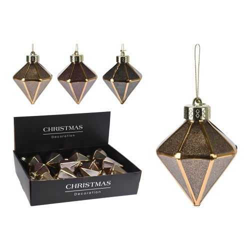 Vianočný diamant 80 mm, glitrovaný dekor (3 farby) cena za 1 ks