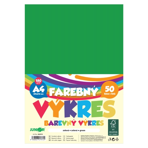 A4 Color Drawing Paper, 180 g/m2, pack of 50 - green