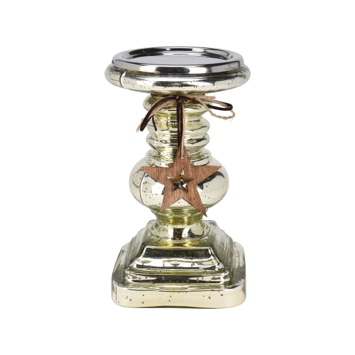 CANDLE HOLDER W STAR 13X22CM