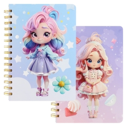 Grid notebook lined A5 /80 sheets, 3D envelope Girl (mix of designs) (1)