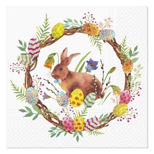 Napkins TaT 33x33cm Bunny in a wreath