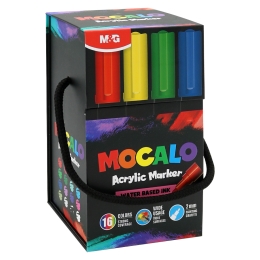 Popisovač M&amp;G MOCALO Acrylic Marker 2 mm, akrylový - sada 16 farieb