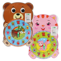 Children's wooden clock with animal (mix of 10 designs) (4)