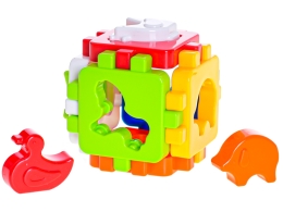 Plastic puzzle cube w/shapes of farm animals in net (1)