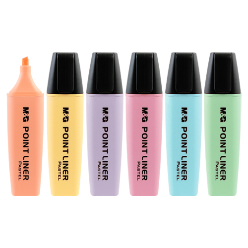Zvýrazňovač M&G Point Liner Pastel, mix 6 farieb
