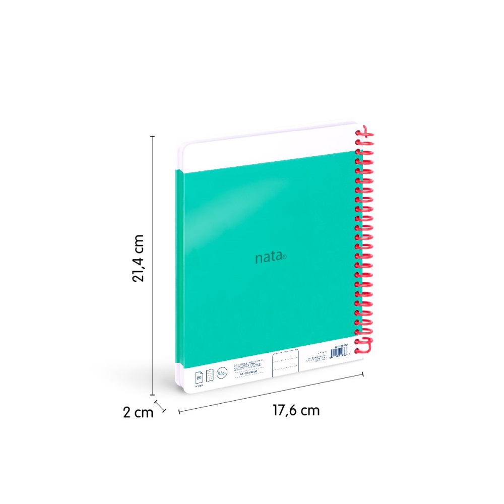 Blok linajkový so špirálou A5 MILAN séria nata, 80 listov, zelený