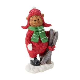 Vianočná dekorácia stojaceho Medveďa s lyžami 13 cm (2)