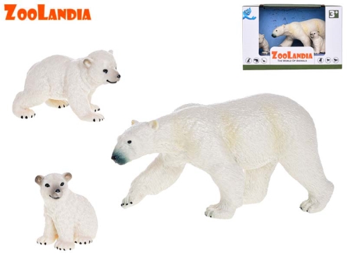 Plastic female polar bear w/cubs in OTB