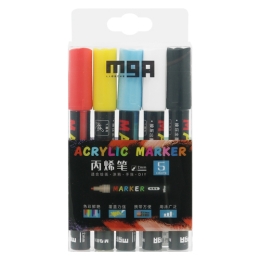Popisovač M&G MOCALO Acrylic Marker 2 mm akrylový, sada 5 ks